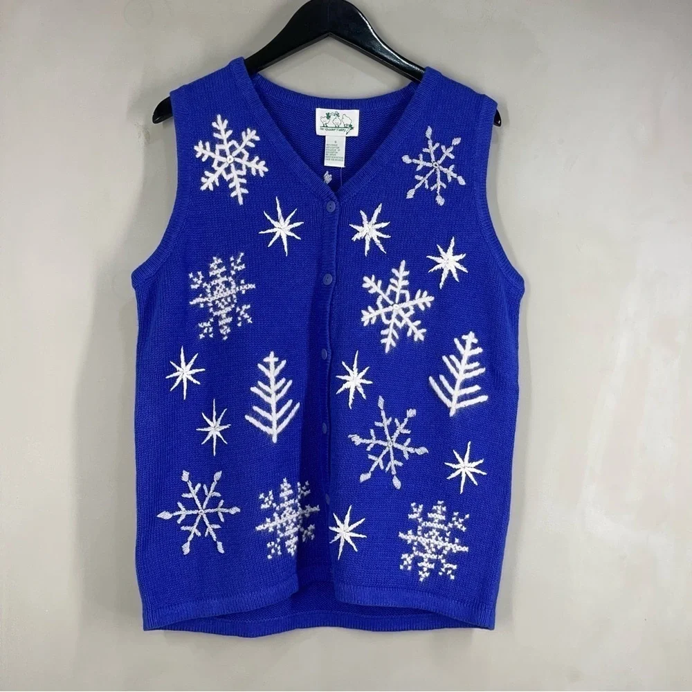 Vintage The Quacker Factory Winter Blue Vest New With out Tags .